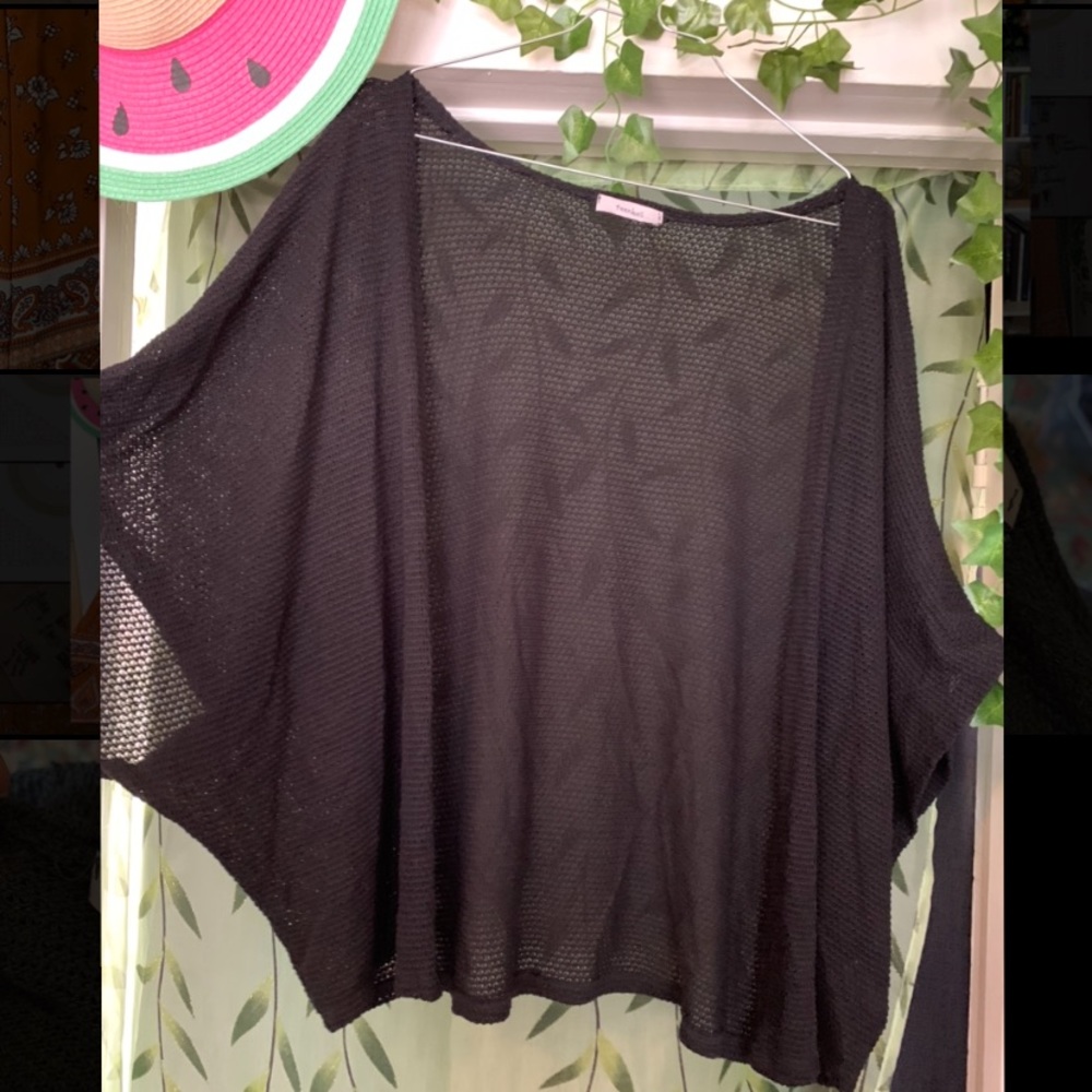 Black Knit Cardigan with Open Front